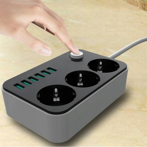 УДЛИНИТЕЛЬ ПИТАНИЯ 3 РОЗЕТКИ + 6 USB