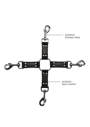 BLACK OUCH - 4-WAY LEATHER HOGTIE CROSS