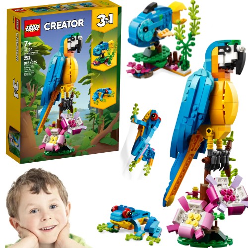 LEGO Creator 3 в 1 ПОПУГАЙ ЖИВОТНЫЕ ПОДАРОК ​​ДЛЯ ЛЮДЕЙ 7, 8, 9, 10, 11, 12 ЛЕТ