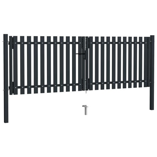vidaXL Двойные ворота для забора, сталь 306x125 см, антрацит