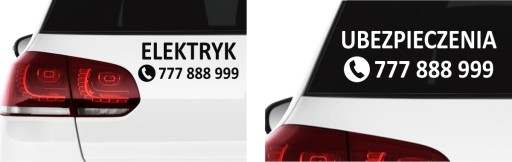 Naklejka na zamówienie NAZWA FIRMY + NUMER TELEFONU *WZORY *KOLORY *60cm
