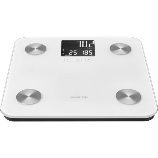 Аналитические весы для ванной комнаты Sencor 6025W Fitness, измерение содержания жира в воде, умные