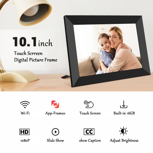 Цифровая рамка Wi-Fi 10,1 дюйма, черная