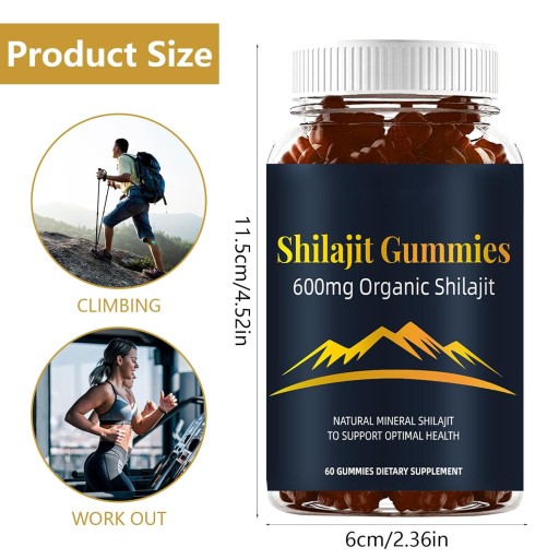 Żelki Shilajit 60 sztuk, oryginalny smak, wzbogacone 85 minerałami