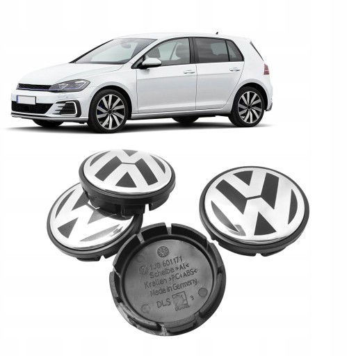 4 шт. Колпаки на легкосплавные диски VW, оригинальные 65 мм.