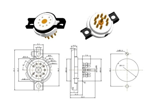 КЕРАМИЧЕСКАЯ ПОДСТАВКА 9PIN EIZZ NOVAL 12AX7 12AT7