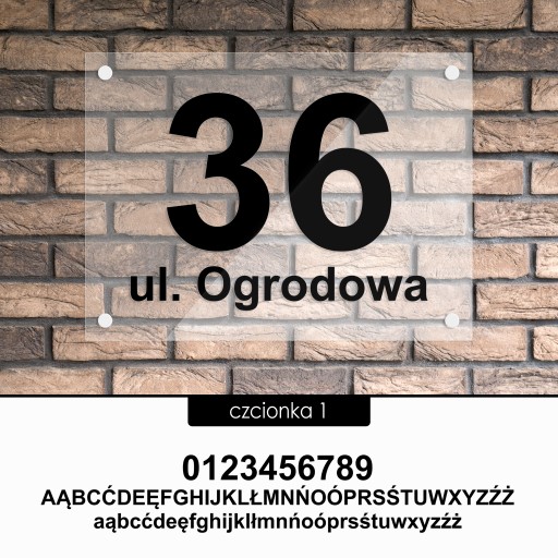 Tablica adresowa adres 3D numer na dom 40x30 przeźroczysta - szkło akrylowe