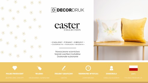Bieżnik EASTER wzór EA08 | błękitne kwiaty