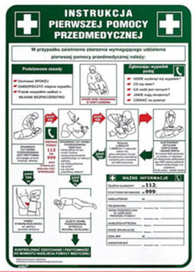 Большой набор аптечки, огнетушитель, указатели для гастрономии.