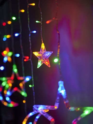 Светодиодные светильники для штор луна звезды 2,5м 138LED многоцветные