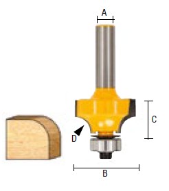 РЕЗКА ДЛЯ ЗАГРУГЛЕНИЯ DEWALT радиус r5 мм диаметр 22,7 мм хвостовик 8 мм DT90013
