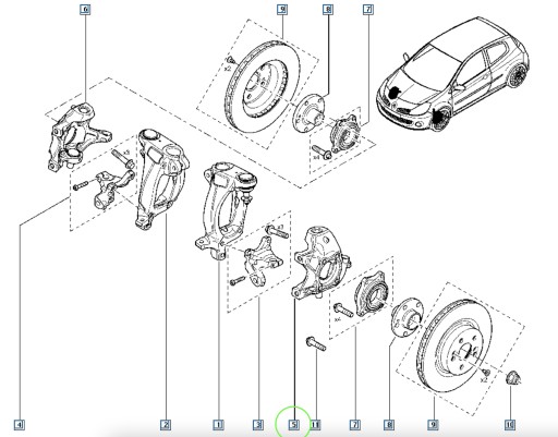 НОВЫЙ ОРИГИНАЛ RENAULT CLIO III RS 2.0 16V Поворотный кулак НИЖНИЙ ЛЕВ 7701208961