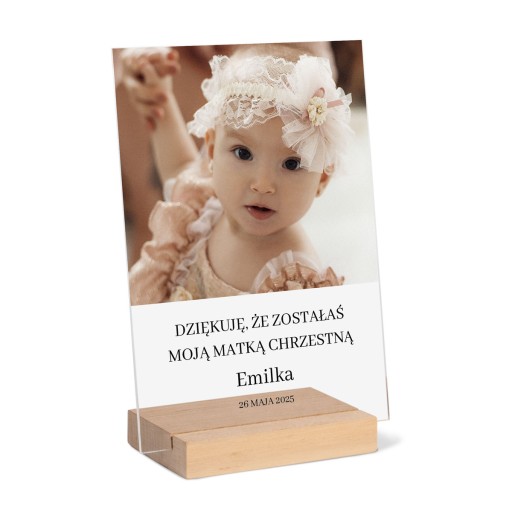 Podziekowania dla rodziców chrzestnych chrzest statuetka ze zdjęciem szkło