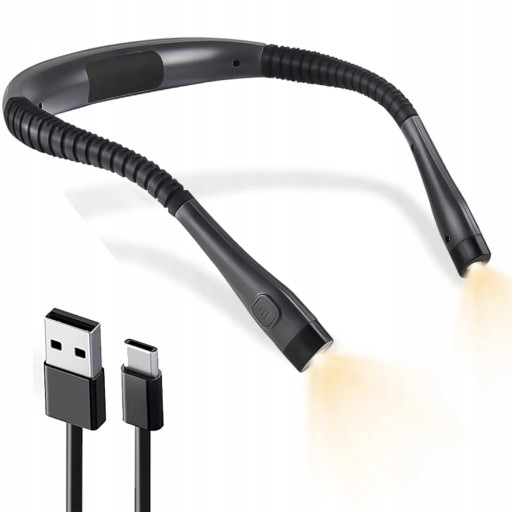 Светодиодный фонарь для чтения на шее, перезаряжаемый USB C
