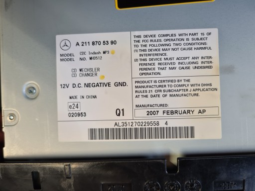 MERCEDES W219 CLS ПАНЕЛЬ CD-ЧЕЙНДЖЕР A2118705390