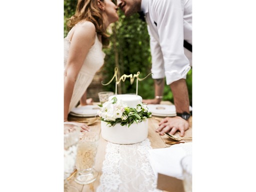 Topper na tort love miłość złoty 17 cm