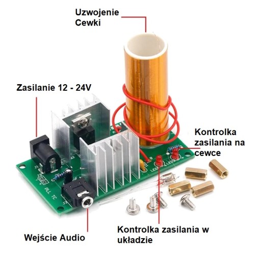 Генераторная катушка Тесла 15 Вт 15-24 В DIY KIT Audio