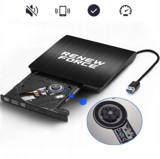 ВНЕШНИЙ ПРИВОД ДЛЯ ЗАПИСИ CD-R/DVD-ROM/RW ПОРТАТИВНЫЙ ПРОИГРЫВАТЕЛЬ USB 3.0