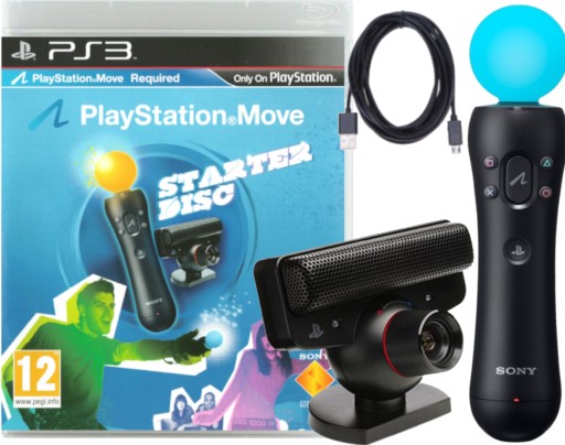 КОНТРОЛЛЕР MOVE + КАМЕРА MOVE PS3 + СТАРТОВЫЙ ДИСК