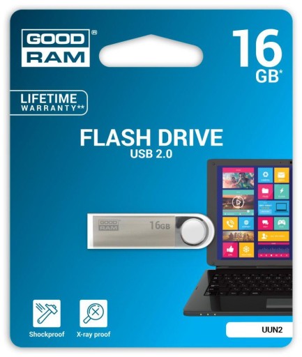Флеш-накопитель Goodram UUN2 USB 2.0, 16 ГБ, серебристый