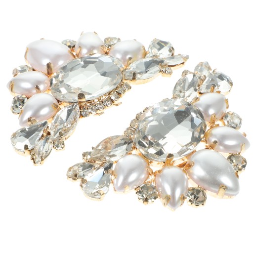 DEKOROWE KLIPSY DO BUTÓW PERŁOWE BLING CRYSTAL FLOWER BUTY ŚLUBNE 2 SZT.