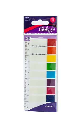 Zakładki indeksujące samoprzylepne STRIGO 45x12 mm z linijką