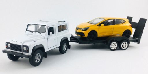 АВТОМОБИЛИ НА ПРИЦЕПЕ LAND ROVER + RENAULT CLIO WELLY