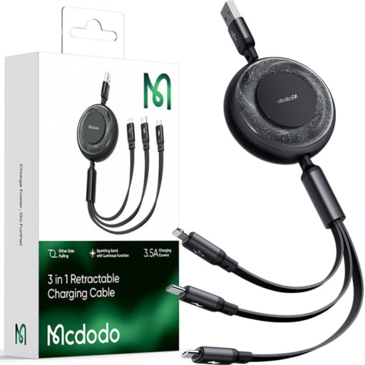 MCDODO 3IN1 USB-КАБЕЛЬ ДЛЯ БЫСТРОЙ ЗАРЯДКИ USB-C LIGHTNING MICRO 66W