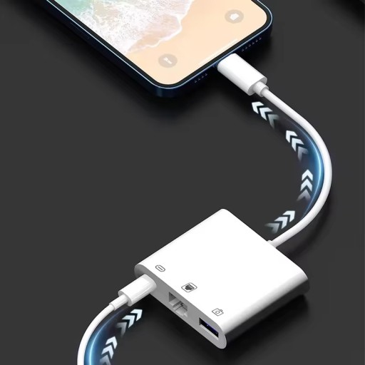 Przejściówka Adapter 3w1 USB-C do LAN / USB A / USB C do smartfona laptopa