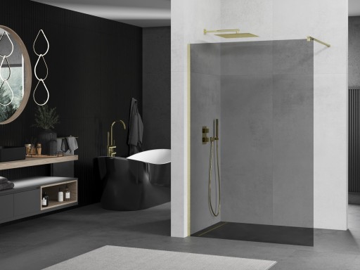 MEXEN KIOTO ŚCIANKA PRYSZNICOWA WALK-IN 100 x 200 CM ZŁOTA szkło 8 mm