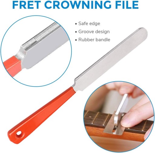 Guitar Polish Tools Set, 1Pcs Guitar Fret Crowning File with 1Pcs Guitar