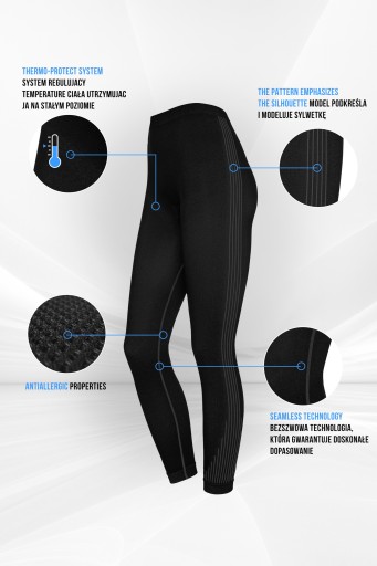SPAIO Legginsy termoaktywne POWERFUL black/grey r. L