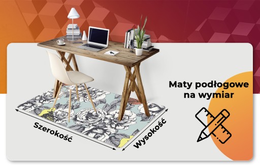 Do biura dywanik winylowy dekoracja Róże i ptaki
