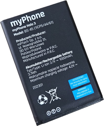 NOWA BATERIA BS-45 MYPHONE HALO 3