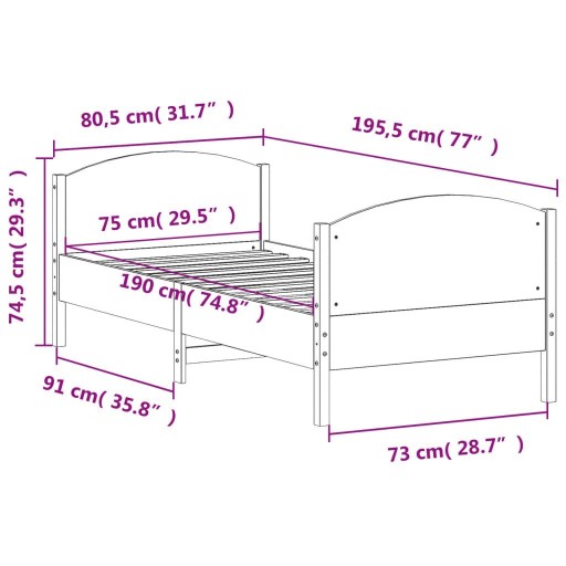 Рама без регулировки VidaXL 60x200