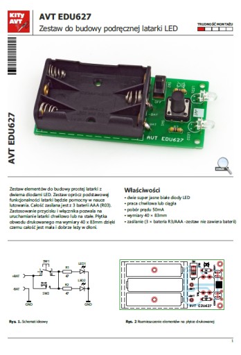 AVTEDU627 Zestaw do budowy latarki LED - zestaw do nauki lutowania