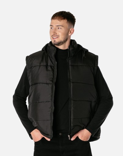 Duża Ciepła Kamizelka Męska Ocieplana z Kapturem Bezrękawnik Polar B28-1 XL