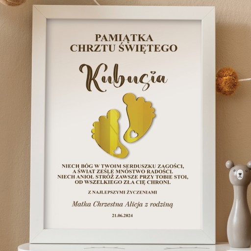 Pamiątka Chrztu Świętego dla Chłopca Dziewczynki Prezent na Chrzest Obrazek