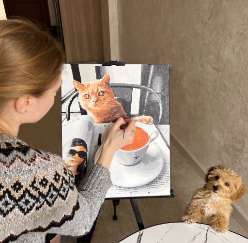 КАРТИНА ПО ЦИФРАМ Кошка Картина Картины В РАМКЕ 40х50 см Oh Art