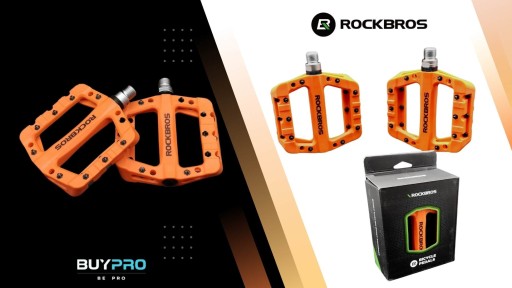 Pedały Platformowe Lekkie Pomarańczowe do Roweru MTB Nylon ROCKRBOS