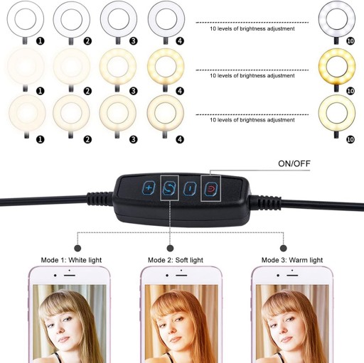 Подсветка Selfie Ring для косметического салона, 10 уровней яркости, 3