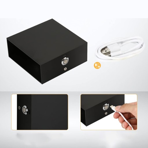 СВЕТОДИОДНЫЙ НАСТЕННЫЙ СВЕТИЛЬНИК 6ВТ ТЕПЛЫЙ-БЕЛЫЙ 3000K USB БЕСПРОВОДНОЙ ЧЕРНЫЙ