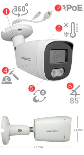 МОНИТОРИНГ 8 КАМЕР PROTEC IP POE SWITCH TUBE