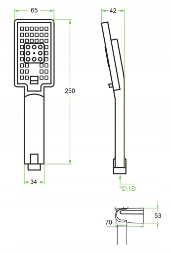 Комплект скрытого монтажа HANSGROHE с черным смесителем + iBOX + тропический душ 30x30 slim