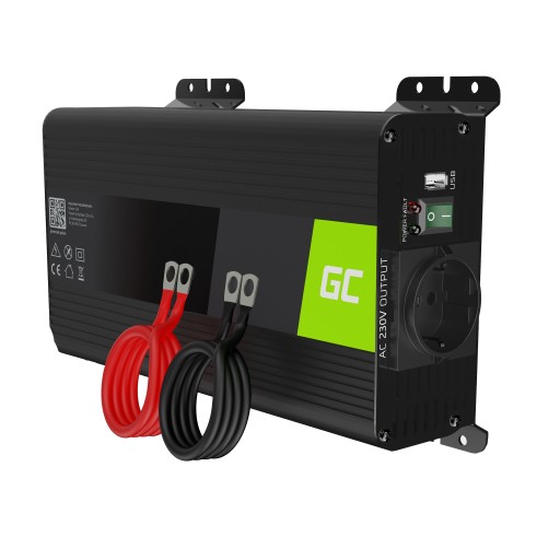 Przetwornica samochodowa PRO GreenCell inwerter 12V 500W 1000W Sinus USB