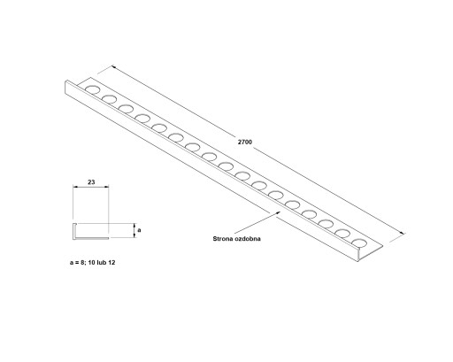 Listwa zakończeniowa aluminiowa ALL 8mm / 270cm
