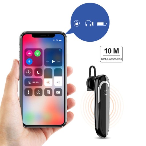 Słuchawka Bluetooth, duża bateria 200 mAh, tryb głośnomówiący, 60 dni w trybie gotowości, czarna