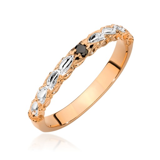 Кольцо BC-033 Black Diamond Pink Gold 585