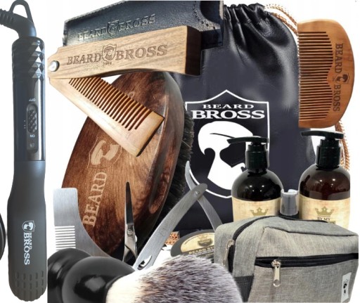 Набор Beard Bross, подарочная щетка-выпрямитель для бритвы, косметичка