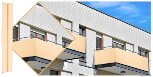 OSŁONA BALKONOWA NA BALKON 0,6X2M MATA BEŻOWA NA TARAS PŁOT UV 99% + GRATIS